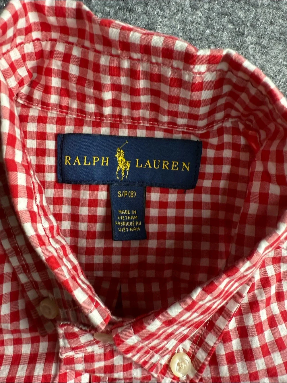 Ralph Lauren Kids Small (8) Red Gingham Short-Sleeve Button-Down Shirt